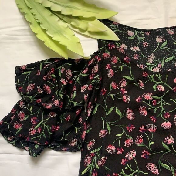 🍀ZARA Floral Cut Out Shoulder Dress🍀 - Picture 3 of 11